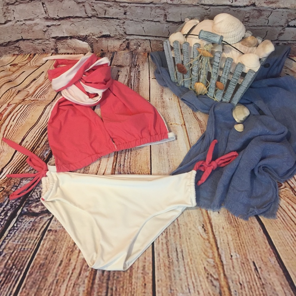 MTBG & Co. Bikini swimsuit Multi Tie White Coral